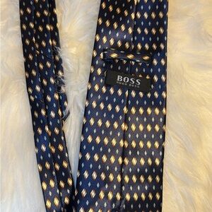 Hugo Boss Midnight Blue Tie with Geometric Accents